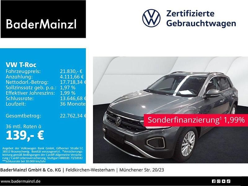 Indiumgrau metallic Gebraucht 2024 VW T-Roc Life SUV | 21.830 € (Guter Preis) - Bild 1/4