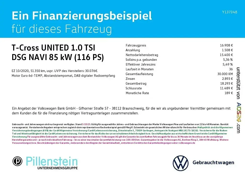 Gebraucht VW T-Cross United 116 PS (85 kW) 2020 Grau SUV