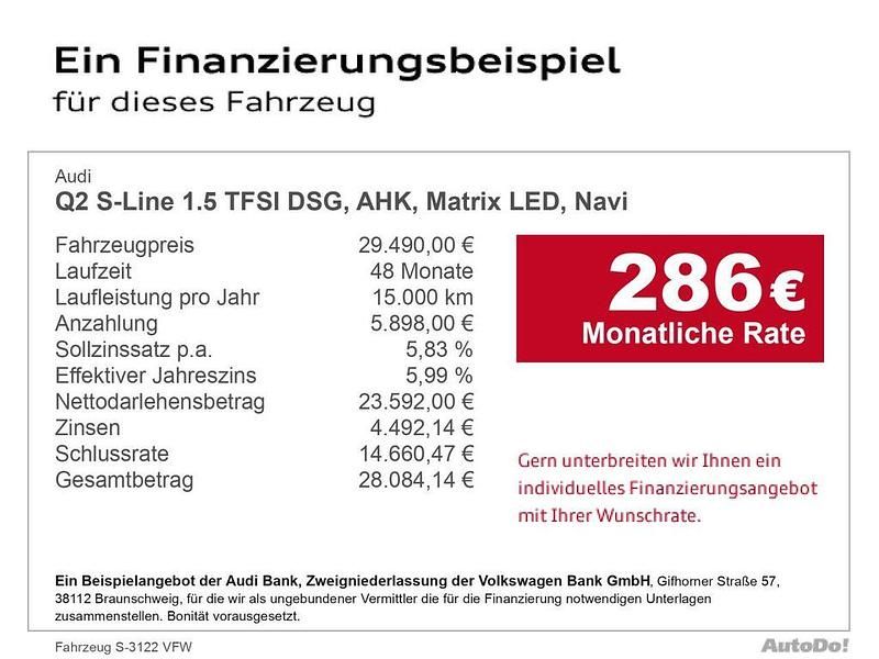 Gebraucht Audi Q2 S-Line 150 PS (110 kW) 2022 Schwarz SUV