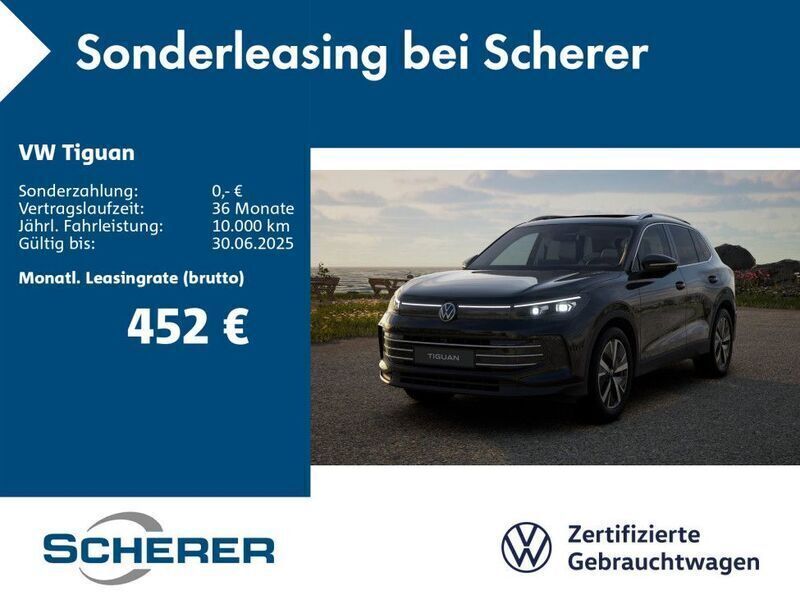 Deep black perleffekt (metallic) Gebraucht 2024 VW Tiguan Elegance SUV | 45.490 € (Teuer) - Bild 1/4