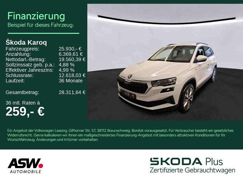 Moonweiss metallic Gebraucht 2022 Skoda Karoq Tour SUV | 25.930 € (Guter Preis) - Bild 1/3