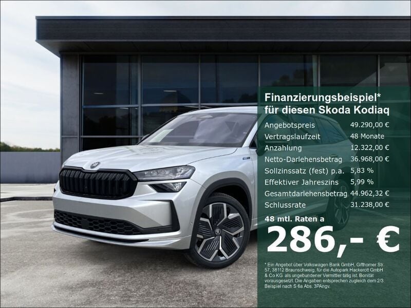 Silber Neu 2025 Skoda Kodiaq SportLine SUV | 49.290 € (Etwas zu teuer) - Bild 1/4