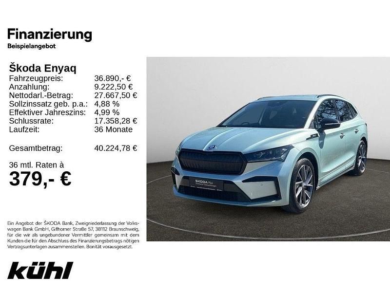 Arctic silber metallic Gebraucht 2021 Skoda Enyaq iV SportLine SUV | 36.590 € (Etwas zu teuer) - Bild 1/4