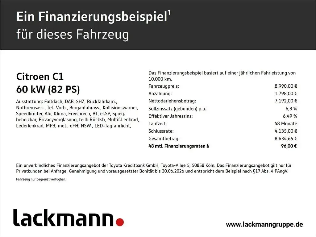 Gebraucht Citroën C1 Shine 82 PS (60 kW) 2018 Schwarz Kleinwagen