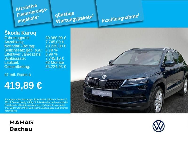 Blau Gebraucht 2022 Skoda Karoq Ambition SUV | 30.980 € (Fairer Preis) - Bild 1/3