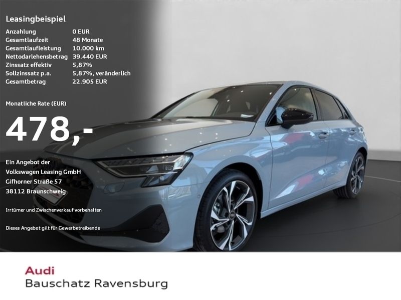 Grau Gebraucht 2022 Audi A3 Sportback Advanced Plus Limousine | 39.440 € - Bild 1/4