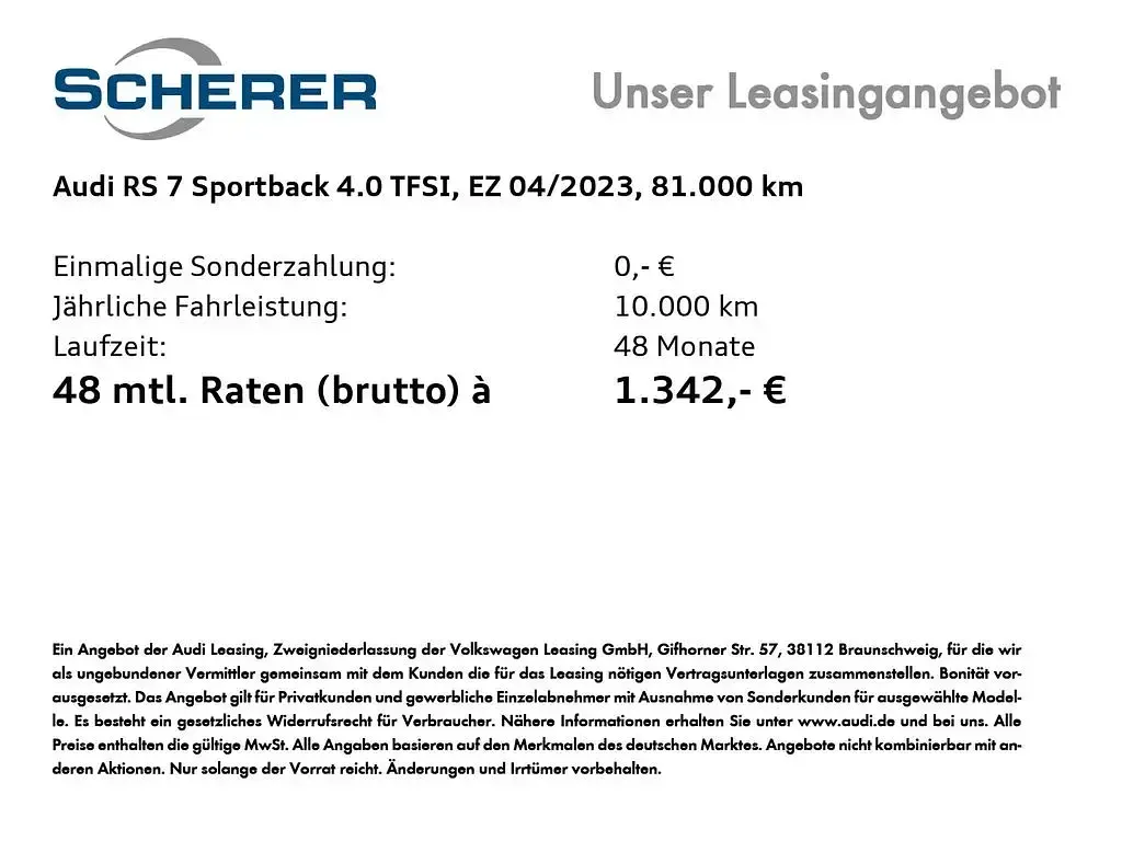 Gebraucht Audi RS7 Sportback Sport 600 PS (441 kW) 2023 Mythosschwarz metallic (metallic) Kleinwagen