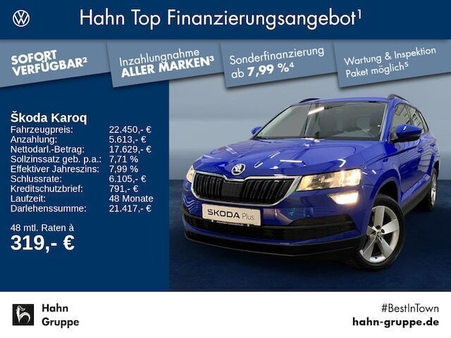 Blau Gebraucht 2021 Skoda Karoq Ambition SUV | 22.450 € (Etwas zu teuer) - Bild 1/4