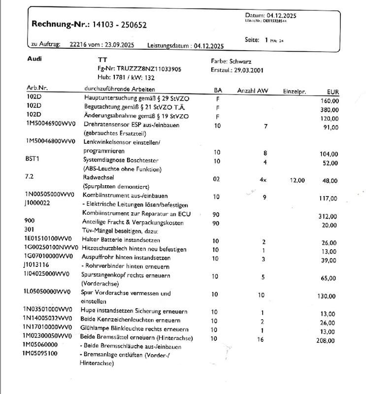 Second-hand Audi TT 150 CP (110 kW) 2001 Negru Coupe
