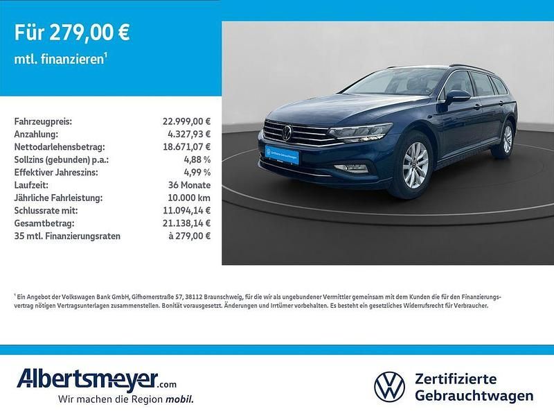 Blau Gebraucht 2021 VW Passat Business Kombi | 22.999 € (Fairer Preis) - Bild 1/4