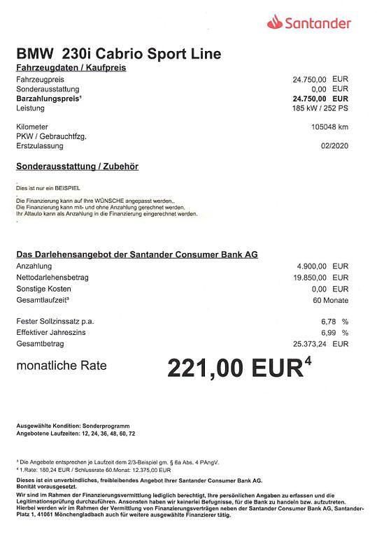 Gebraucht BMW 230 Sport Line 252 PS (185 kW) 2020 Schwarz Cabrio