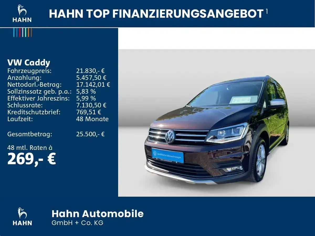 Gebraucht VW Caddy 102 PS (75 kW) 2020 Black berry metallic Van / Kleinbus