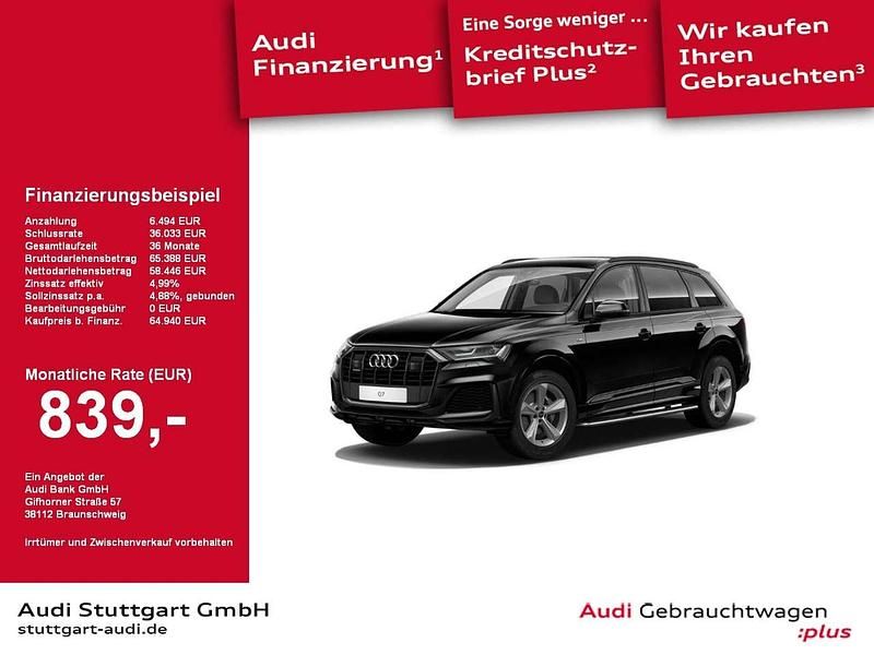 Mythosschwarz metallic Gebraucht 2022 Audi Q7 S-Line SUV | 64.940 € (Fairer Preis) - Bild 1/2