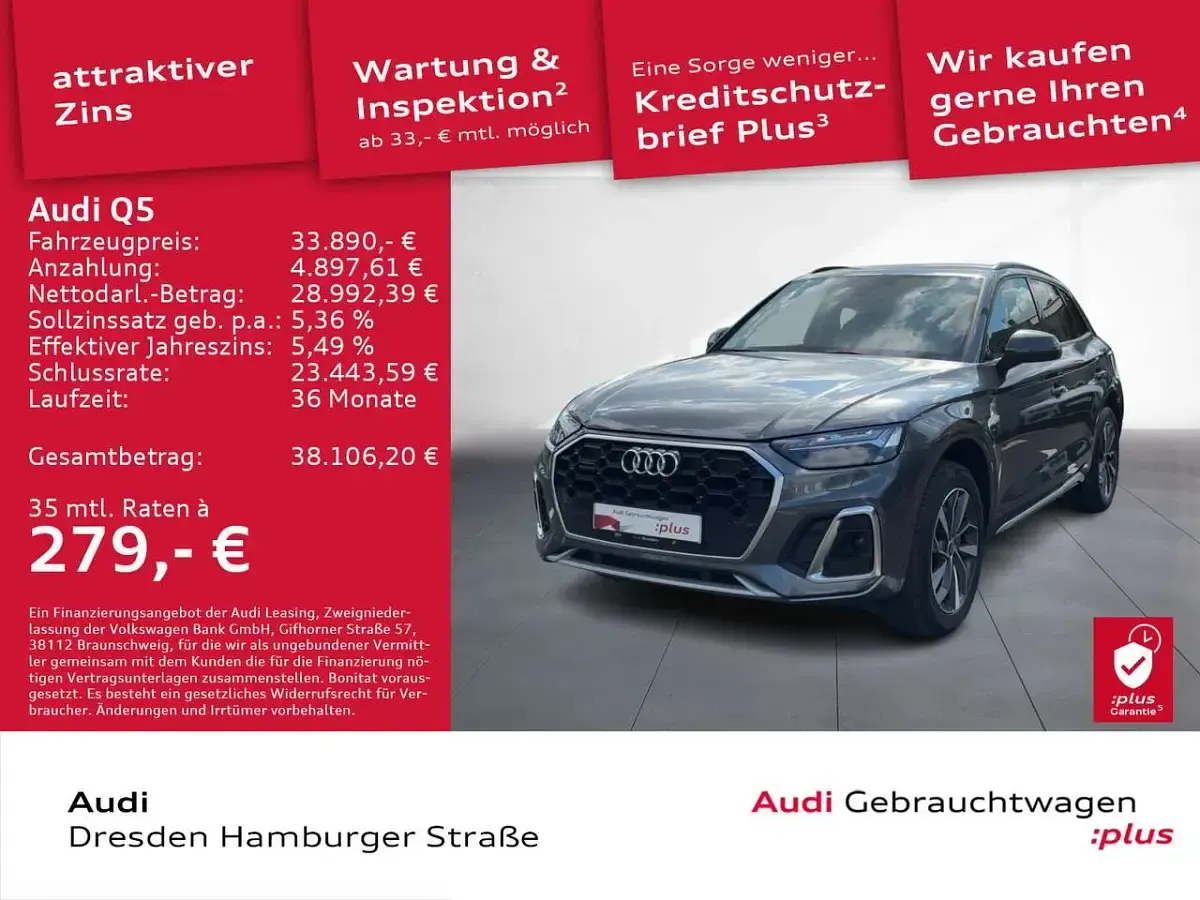 Gebraucht Audi Q5 S-Line 204 PS (150 kW) 2023 Grau SUV