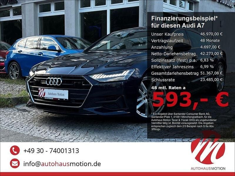 Firmamentblau metallic Gebraucht 2022 Audi A7 Sportback S-Line Kleinwagen | 46.970 € (Superpreis) - Bild 1/4