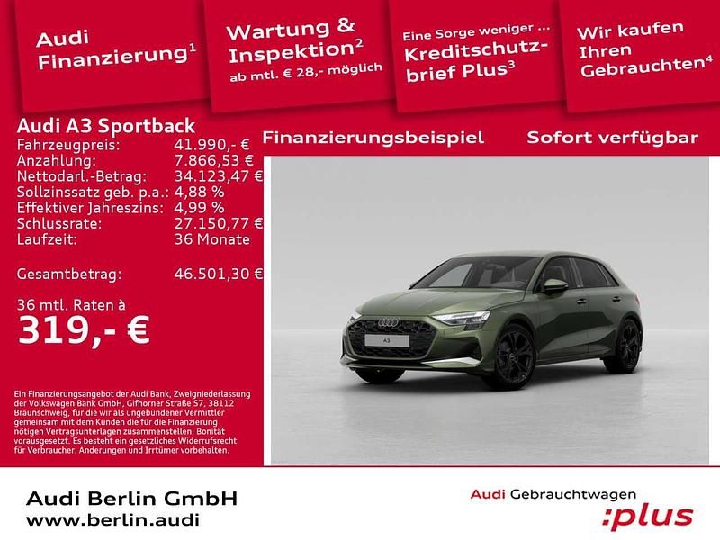 Distriktgrün metallic Gebraucht 2025 Audi A3 Advanced Plus Limousine | 41.990 € (Teuer) - Bild 1/3