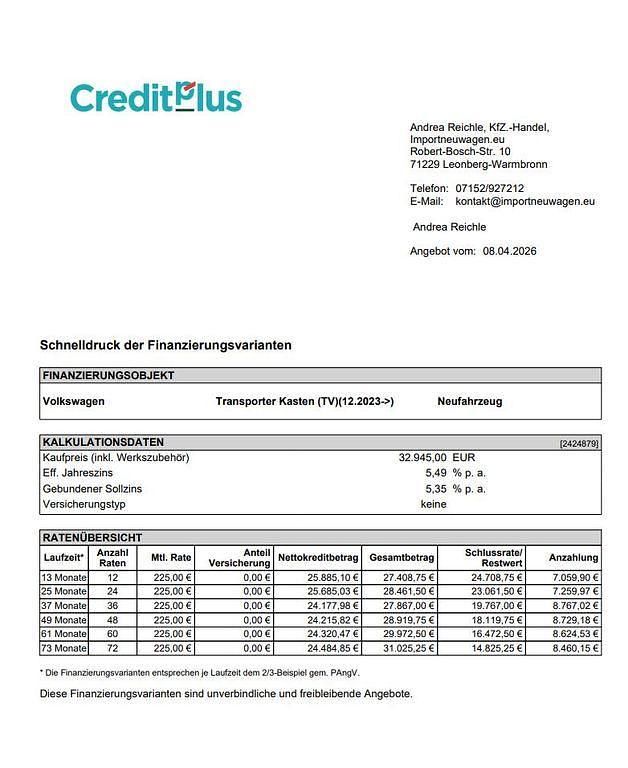 Neu VW Transporter 110 PS (80 kW) 2026 Clear white Van