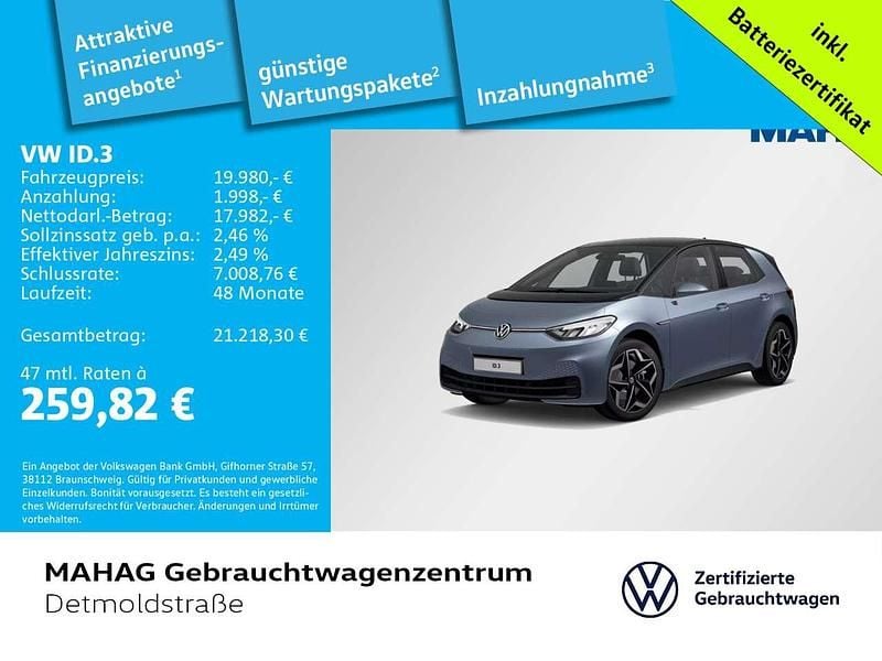 Blau Gebraucht 2021 VW ID.3 Pure Kleinwagen | 19.980 € (Fairer Preis) - Bild 1/2