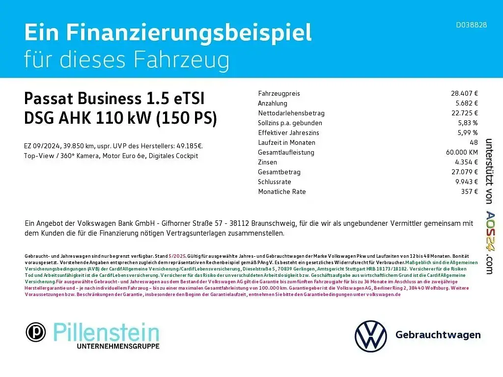 Gebraucht VW Passat Business 150 PS (110 kW) 2024 Grenadillschwarz metallic Kombi
