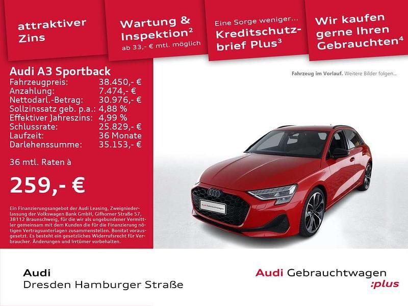 Progressivrot metallic Gebraucht 2025 Audi A3 Advanced Plus Limousine | 38.450 € (Fairer Preis) - Bild 1/3