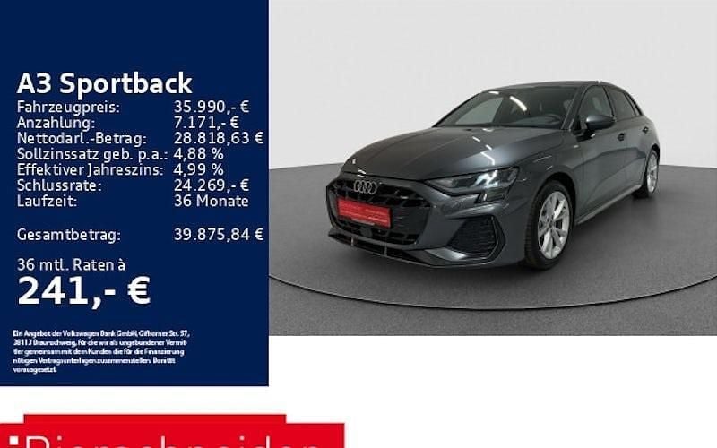 Grau Gebraucht 2025 Audi A3 Sportback S-Line Limousine | 35.990 € (Superpreis) - Bild 1/4