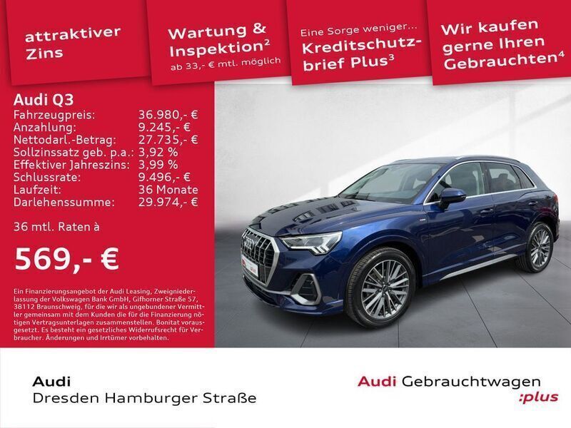Navarrablau metallic Gebraucht 2024 Audi Q3 S-Line SUV | 39.290 € (Guter Preis) - Bild 1/3