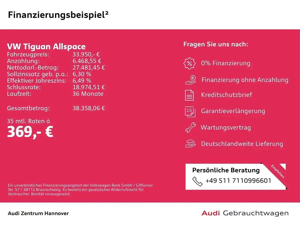 Gebraucht VW Tiguan Allspace Move 200 PS (147 kW) 2023 Kings red metallic (metallic) SUV