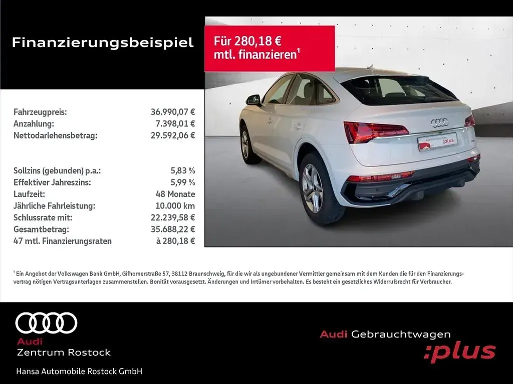 Gebraucht Audi Q5 Sportback Performance 204 PS (150 kW) 2023 Gletscherweiß metallic SUV