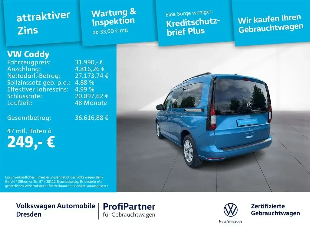 Usata VW Caddy Life 102 CV (75 kW) 2025 Blu Monovolume