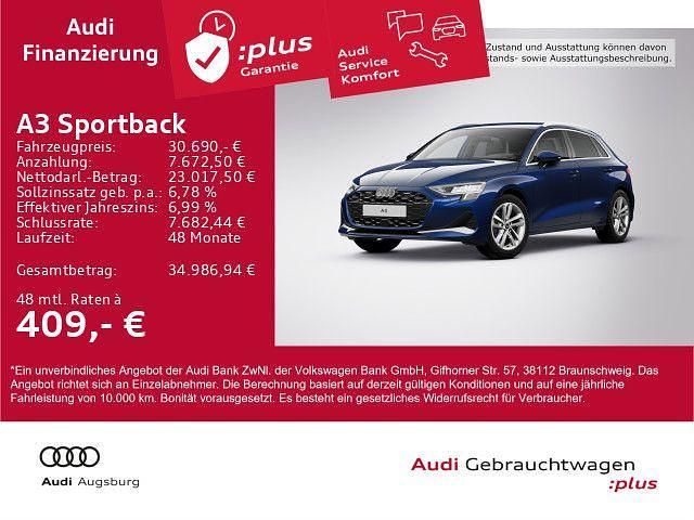 Blau Gebraucht 2024 Audi A3 Sportback Advanced Plus Limousine | 30.690 € (Fairer Preis) - Bild 1/4