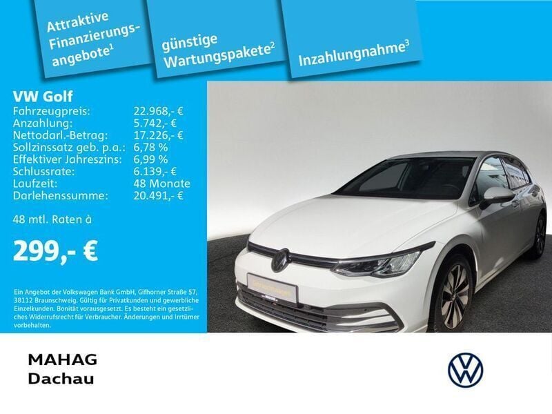 Pure white Gebraucht 2024 VW Golf VIII Move Limousine | 22.968 € (Superpreis) - Bild 1/1