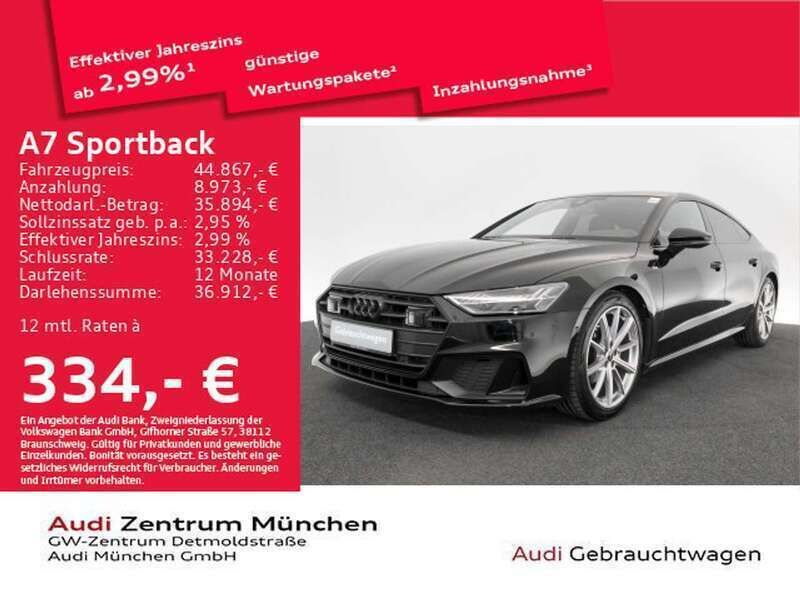 Brillantschwarz Gebraucht 2022 Audi A7 S-Line Kleinwagen | 44.867 € (Fairer Preis) - Bild 1/2