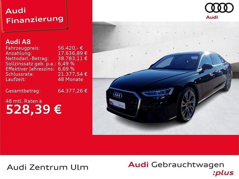 Mythosschwarz metallic Gebraucht 2022 Audi A8 S-Line Limousine | 56.420 € (Superpreis) - Bild 1/4