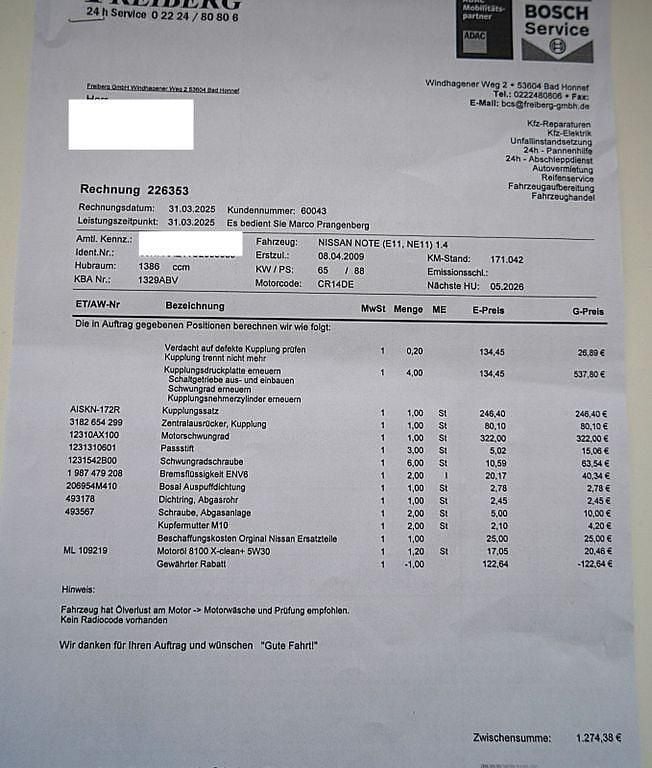 Gebraucht Nissan Note Acenta 88 PS (64 kW) 2009 Schwarz Kleinwagen