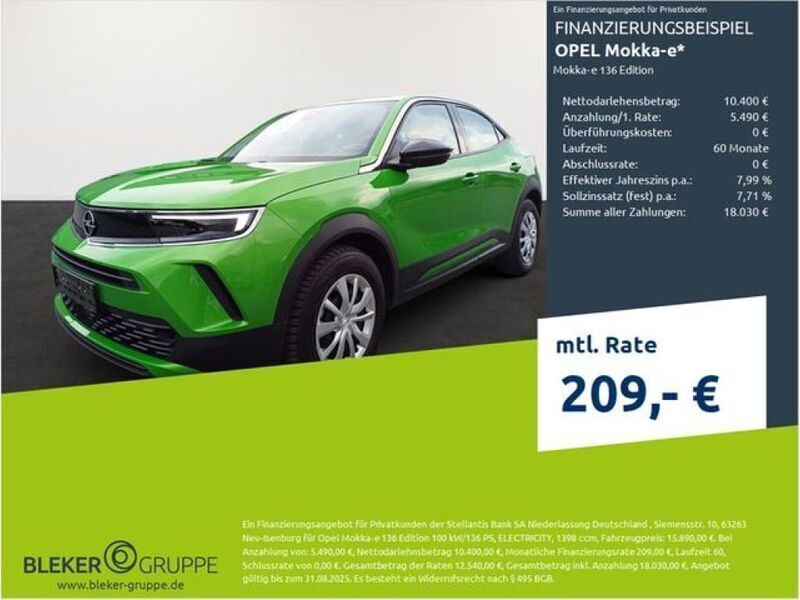 Grün Gebraucht 2022 Opel Mokka-e Edition SUV | 15.690 € (Superpreis) - Bild 1/3