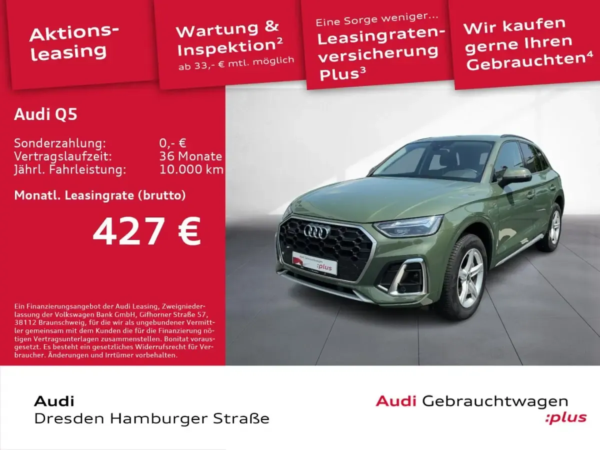 Gebraucht Audi Q5 Basis 204 PS (150 kW) 2024 Distriktgrün metallic SUV