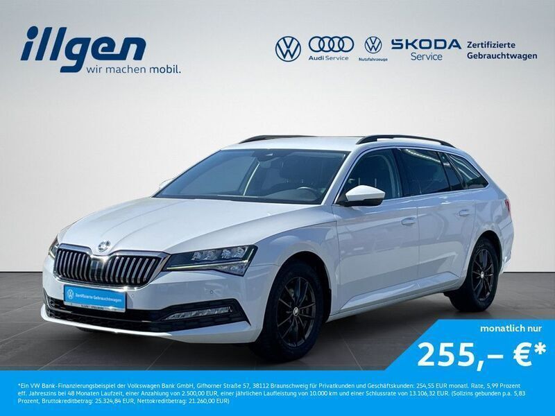 Weiss / moonweiß perleffekt (metallic) Gebraucht 2020 Skoda Superb Ambition Kombi | 23.760 € (Guter Preis) - Bild 1/4
