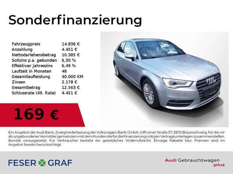 Silber Gebraucht 2016 Audi A3 Ambiente Limousine | 14.836 € (Guter Preis) - Bild 1/2