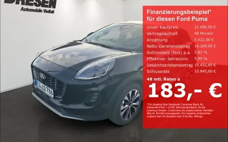 Gebraucht Ford Puma Titanium 125 PS (91 kW) 2025 Schwarz SUV