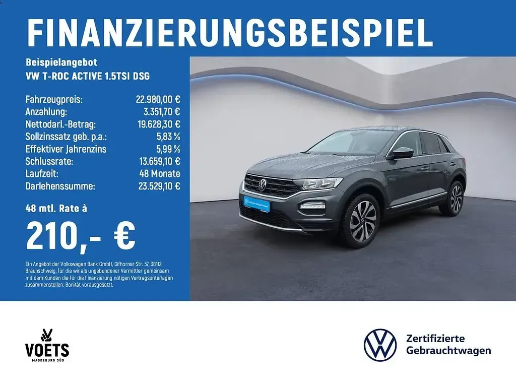 Second-hand VW T-Roc Active 150 CP (110 kW) 2021 Gri SUV