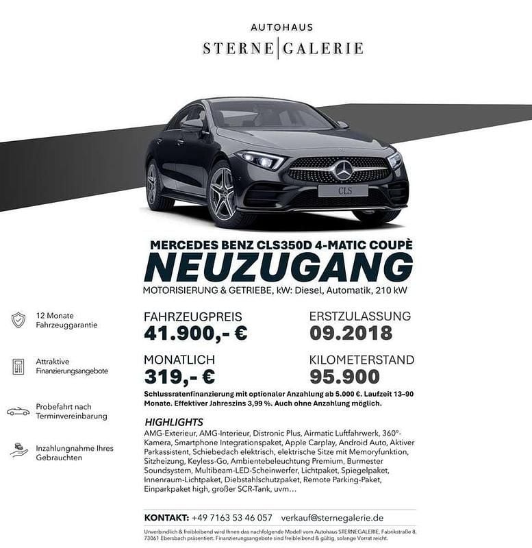 Gebraucht Mercedes CLS350 AMG line 286 PS (210 kW) 2018 Schwarz Limousine