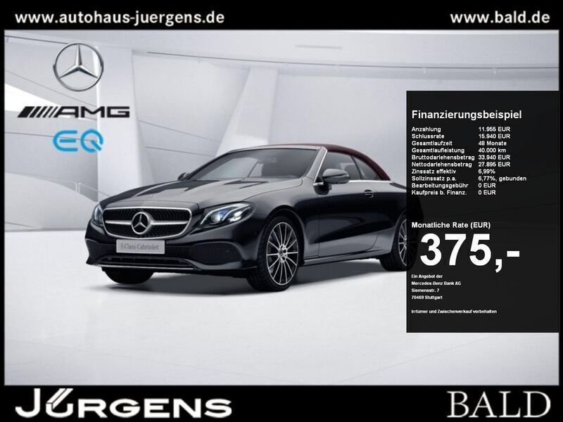 Metalliclack obsidianschwarz Gebraucht 2020 Mercedes E350 Avantgarde Cabrio | 39.850 € (Guter Preis) - Bild 1/4