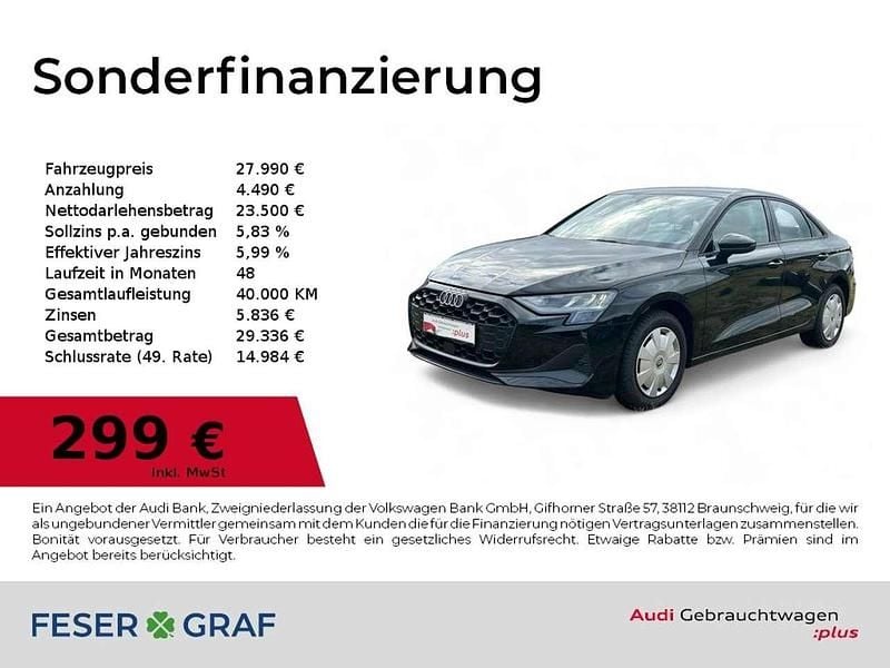 Brillantschwarz Gebraucht 2024 Audi A3 Ambiente Limousine | 27.990 € (Superpreis) - Bild 1/4