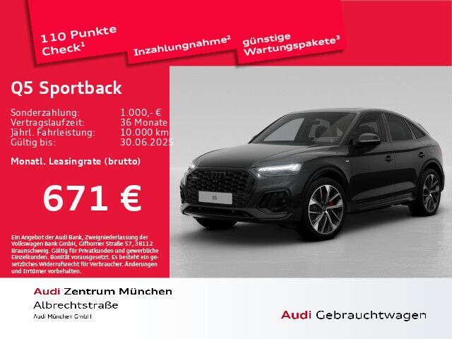 Mythosschwarz metallic Gebraucht 2024 Audi Q5 Sportback S-Line SUV | 64.374 € - Bild 1/2