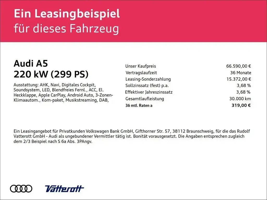 Neu Audi A5 Advanced 299 PS (219 kW) 2025 Blau Kombi