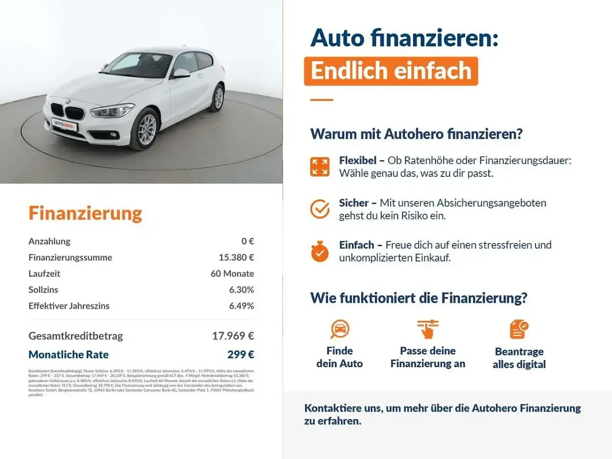 Gebraucht BMW 120 Advantage 190 PS (139 kW) 2016 Weiß Kleinwagen