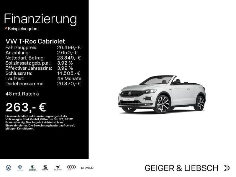 Pure white/schwarz Gebraucht 2021 VW T-Roc Cabriolet Style Cabrio | 26.499 € (Fairer Preis) - Bild 1/4