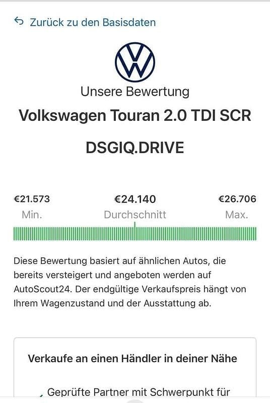 Weiß Gebraucht 2019 VW Touran IQ Drive Van / Kleinbus | 25.700 € (Fairer Preis) - Bild 1/4