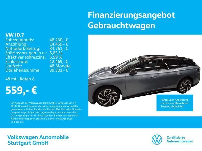 Stonewashed blue metallic/schw Gebraucht 2024 VW ID.7 Pro Limousine | 48.230 € (Fairer Preis) - Bild 1/4