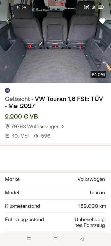 Blau Gebraucht 2006 VW Touran Van / Kleinbus | 3.111 € (Fairer Preis) - Bild 1/4